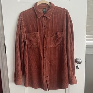 Rust Corduroy Button-Up Shirt